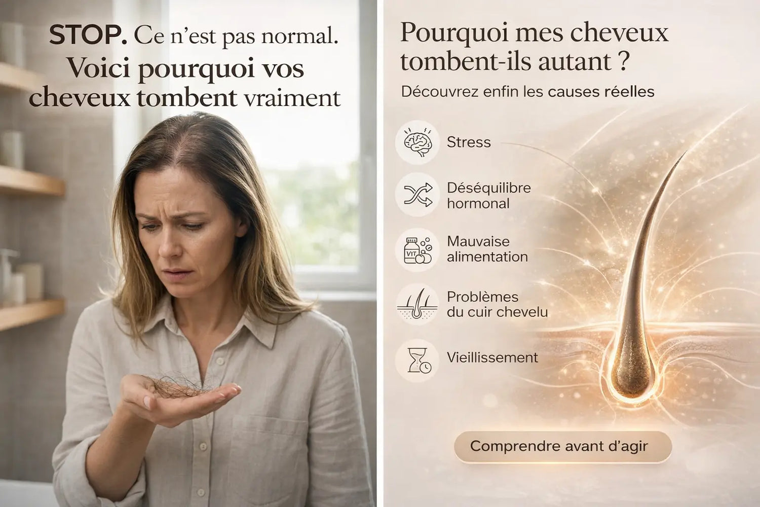 Pourquoi mes cheveux tombent autant ? Les vraies causes